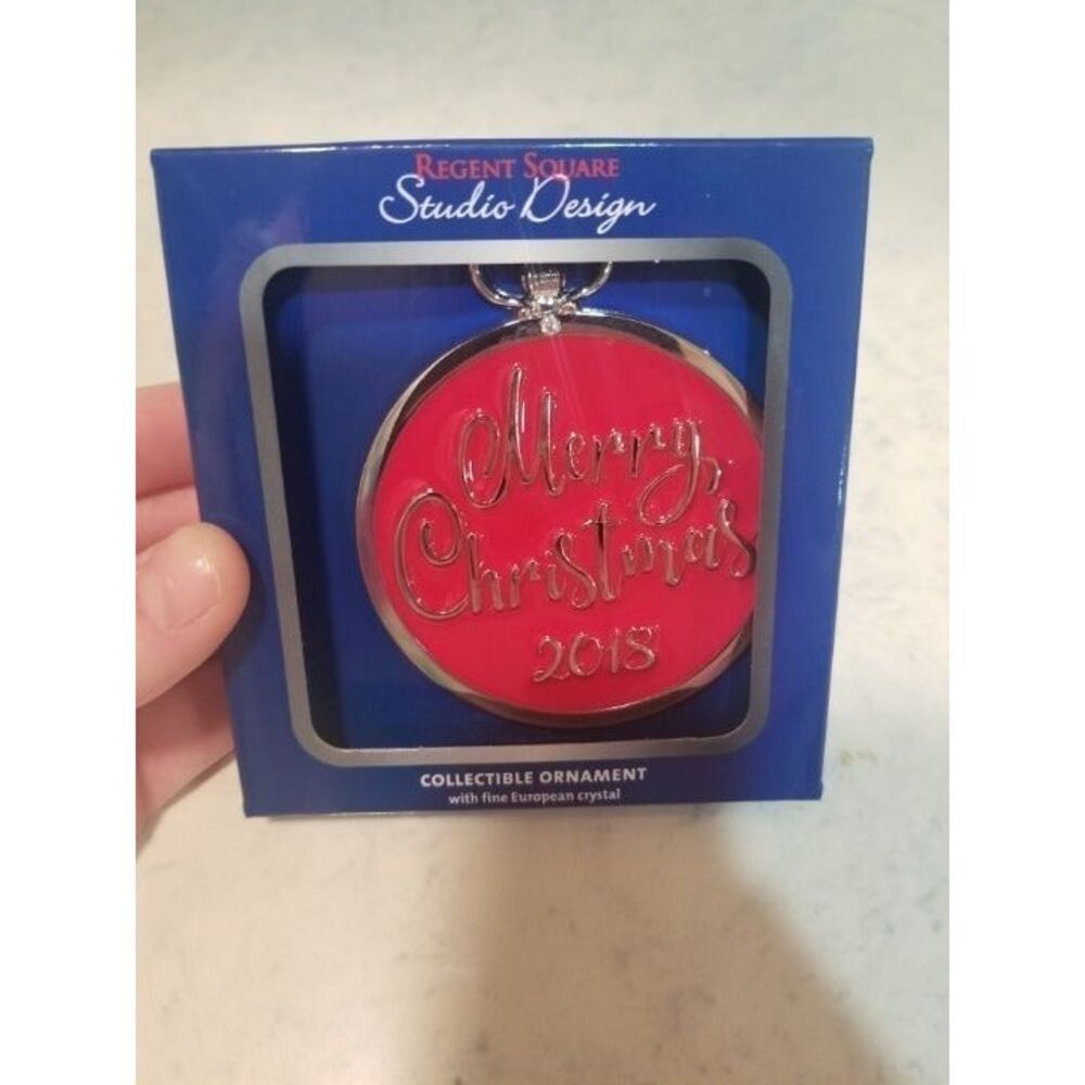 Fine European‎ Crystal Ornament Merry Christmas 2018